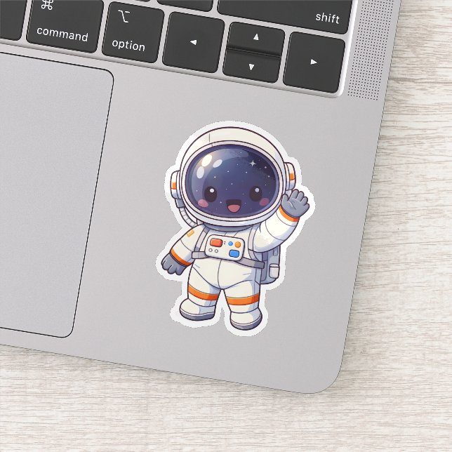 Adesivo Cute Chibi Astronaut Waving Space Sticker (Detalhe)