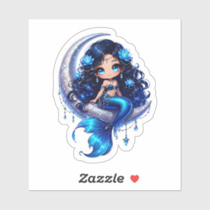 Adesivo Cute Chibi Sereia Celestial em Stic de Lua Crescen