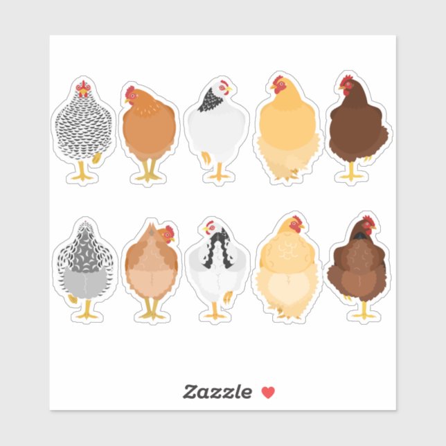 Adesivo cute chickens front&back sticker set (Folha)