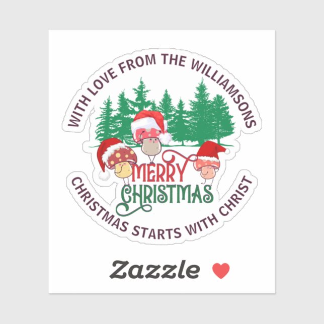 Adesivo Cute Christian MERRY CHRISTMAS Mushroom (Folha)