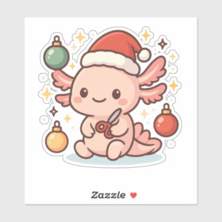 Adesivo Cute Christmas Axolotl Sticker – Holiday Ornament 