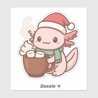 Adesivo Cute Christmas Axolotl Sticker – Hot Cocoa Kawaii