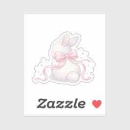 Adesivo Cute Coquette Bunny Pink Ribbon Bow Easter Sticker