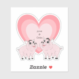 Adesivo Cute couple of pink piggy