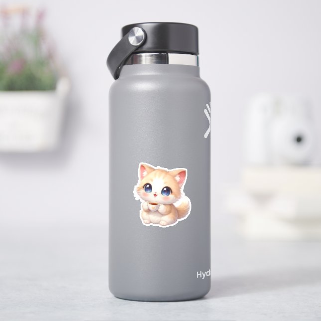 Adesivo Cute Cozy Kitty Coffee Cup Vinyl Sticker (HidroFlask)