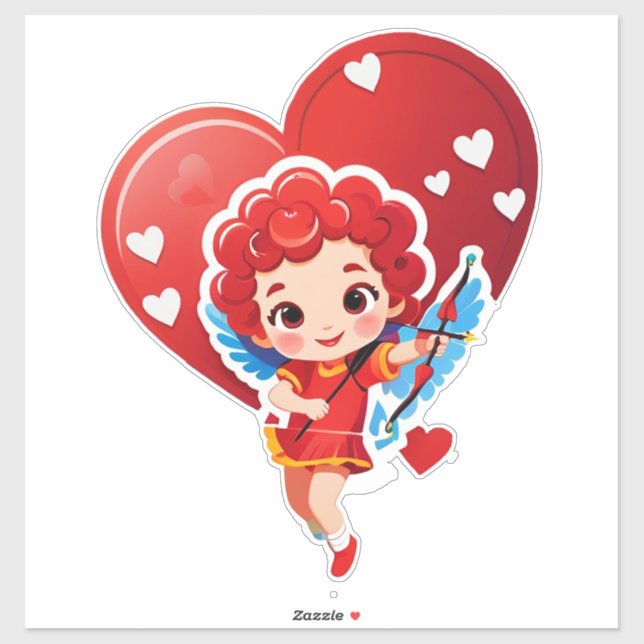 Adesivo Cute Cupid Com Arco E Flecha (Folha)