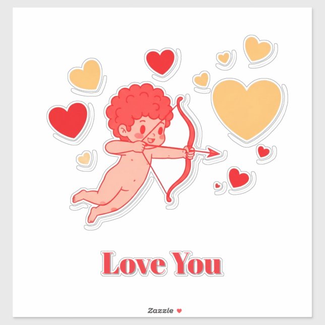 Adesivo Cute Cupid Com Arco E Flecha (Folha)