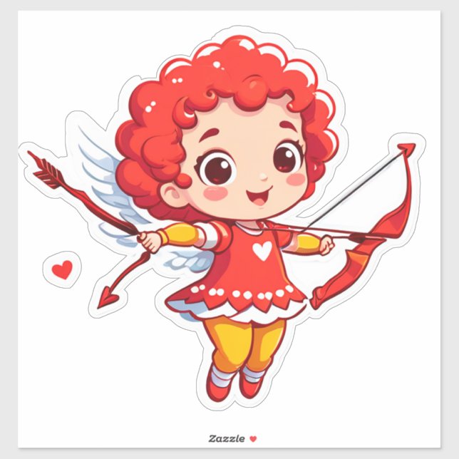 Adesivo Cute Cupid Com Arco e Flecha (Folha)