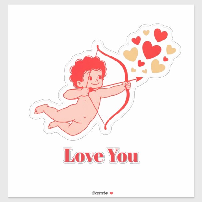 Adesivo Cute Cupid Com Arco E Flecha (Folha)