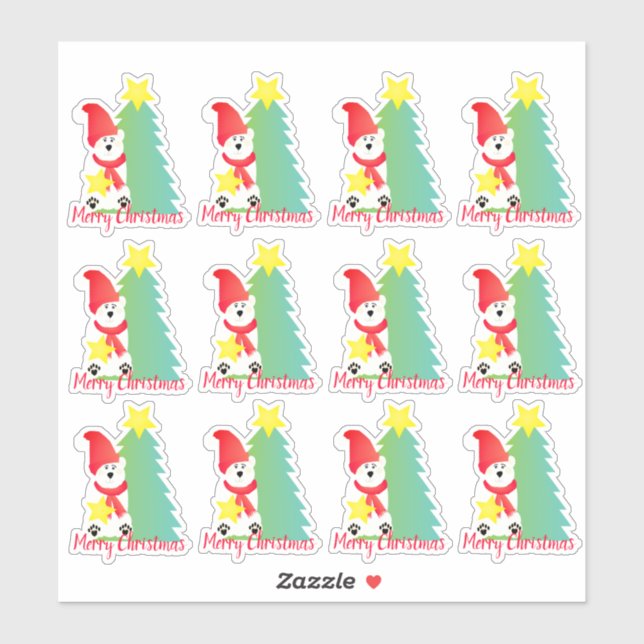 Adesivo Cute de urso polar (Folha)