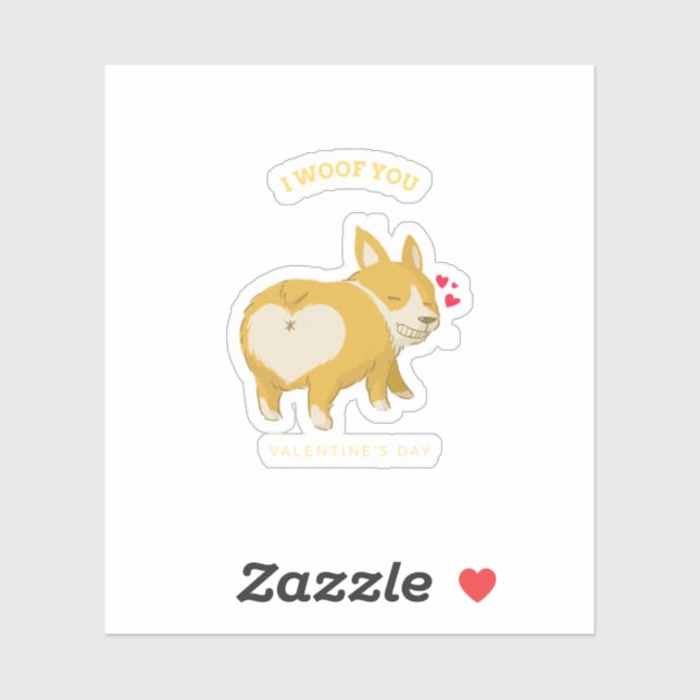 Adesivo Cute Dog Drawing Dog Love Quote Valentine Gift (Folha)