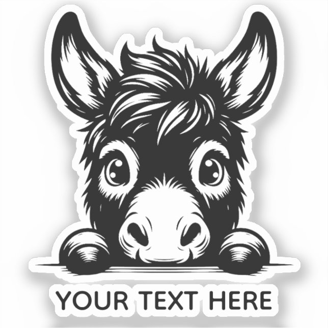 Adesivo Cute Donkey Kiss-Cut Sticker with Custom Text (Frente)