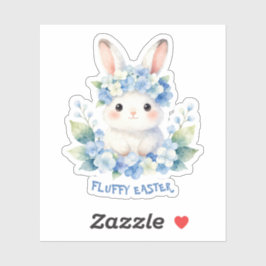 Adesivo Cute Easter Bunny Watercolor with Hydrangea
