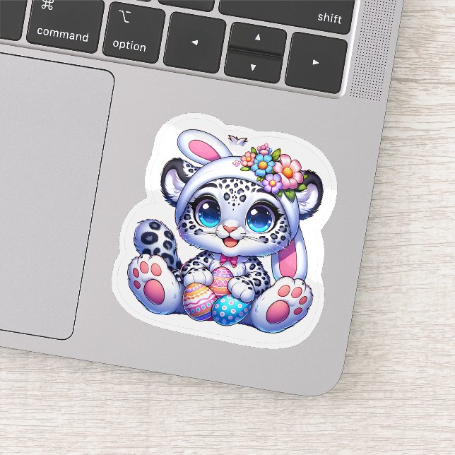 Adesivo Cute Easter Snow Leopard Big Cat Stickers (Detalhe)
