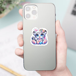 Adesivo Cute Easter Snow Leopard Big Cat Stickers
