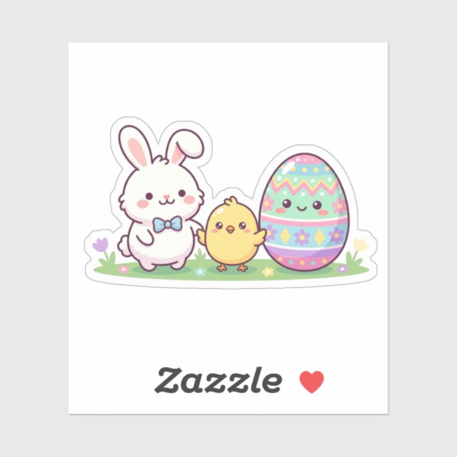 Adesivo Cute Easter Squad Bunny Chick & Egg Sticker (Folha)