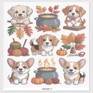 Adesivo Cute fall puppies