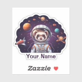 Adesivo Cute Ferret Astronaut in Space 