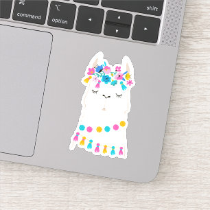 Adesivo Cute Floral Llama