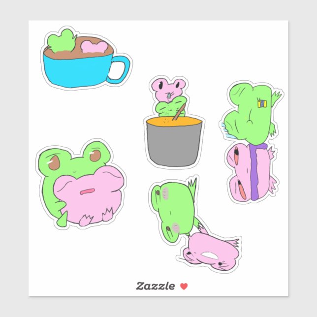 Adesivo Cute frog couple valentine sticker sheet  (Folha)