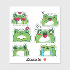 Adesivo Cute Frog Emoji Reaction Faces Vinyl Sticker Set