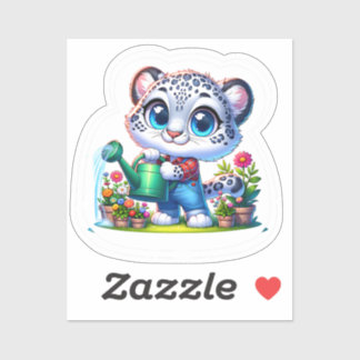 Adesivo Cute Gardening Snow Leopard Stickers