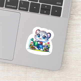 Adesivo Cute Gardening Snow Leopard Stickers