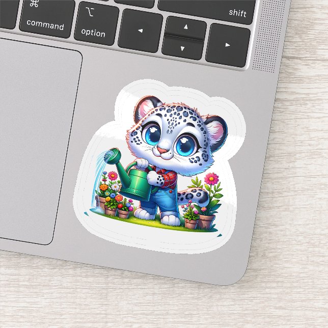Adesivo Cute Gardening Snow Leopard Stickers (Detalhe)