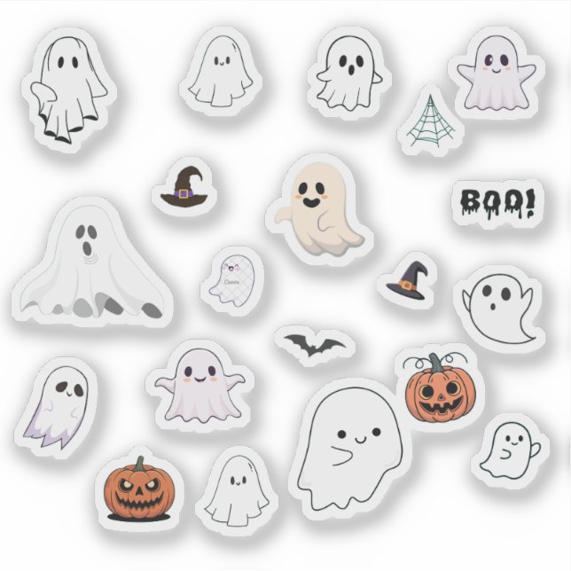 Adesivo Cute Ghost Halloween Sticker Pack  (Frente)