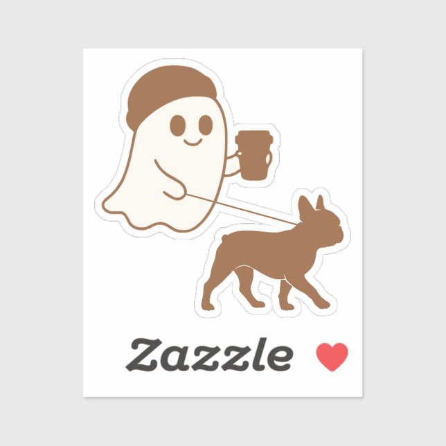 Adesivo Cute Ghost Walking Frenchie (Folha)