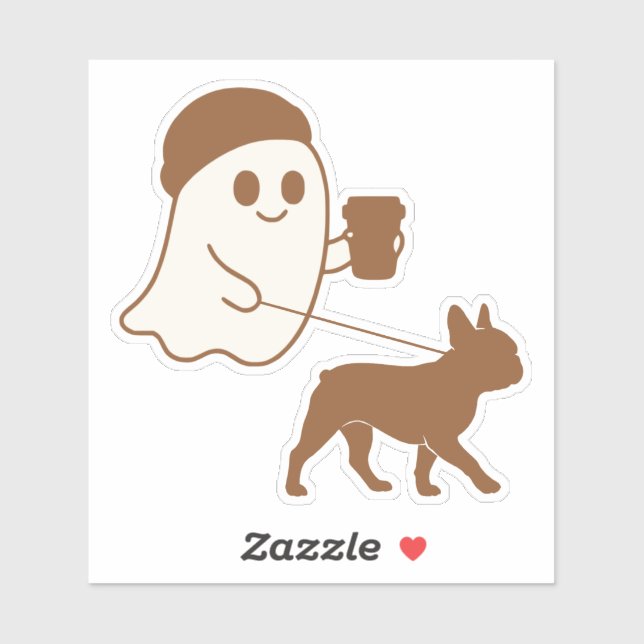 Adesivo Cute Ghost Walking Frenchie (Folha)