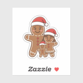 Adesivo Cute Gingerbread Friends Family with Santa Hats