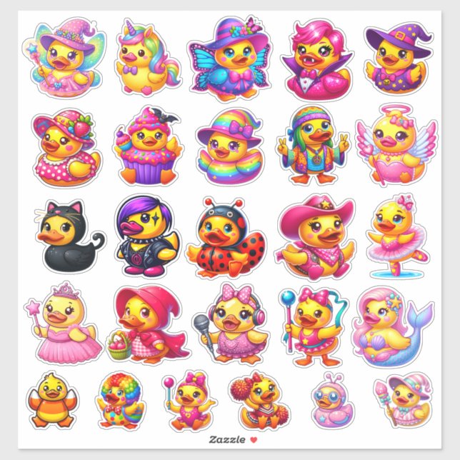 Adesivo Cute Girly Halloween Costume Rubber Duck Stickers (Folha)