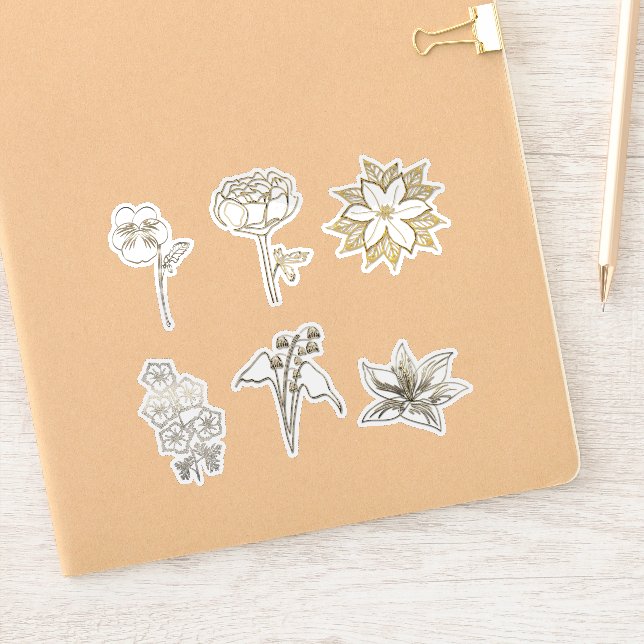 Adesivo Cute Gold Abstract Flowers Part2 (Notebook)