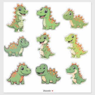 Adesivo Cute Green T-Rex Dinosaur Kids Vinyl Sticker