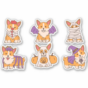ADESIVO CUTE HALLOWEEN CORGI SET