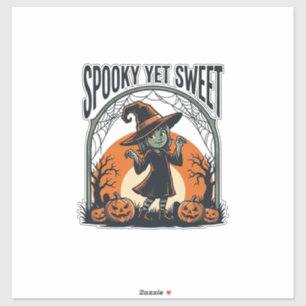 Adesivo Cute Halloween Witch Assustador, mas Doce Camiseta