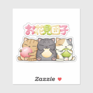 Adesivo Cute Hanami Dango Cat Trio