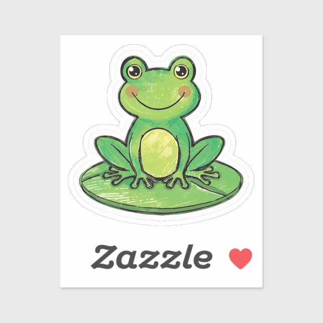 Adesivo Cute Happy Frog on Lily Pad Sticker (Folha)