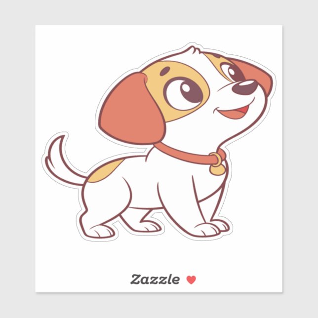 Adesivo Cute Happy Puppy Cartoon Sticker (Folha)