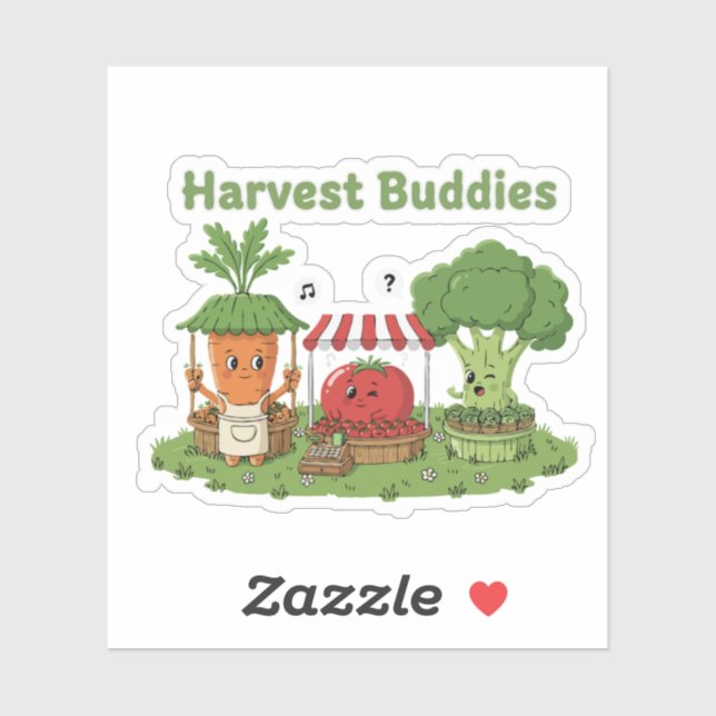 Adesivo Cute Harvest Buddies Vegetable Friends Farmer's  (Folha)
