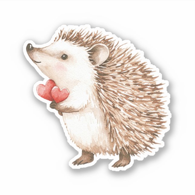 Adesivo Cute Hedgehog with Hearts (Frente)