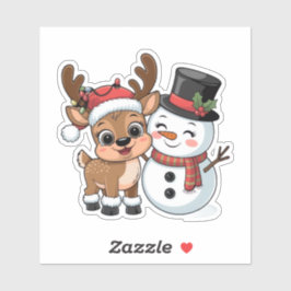 Adesivo Cute Holiday Reindeer & Snowman