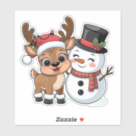 Adesivo Cute Holiday Reindeer & Snowman