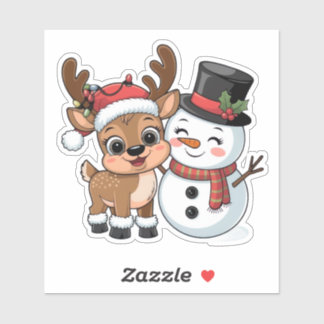 Adesivo Cute Holiday Reindeer & Snowman