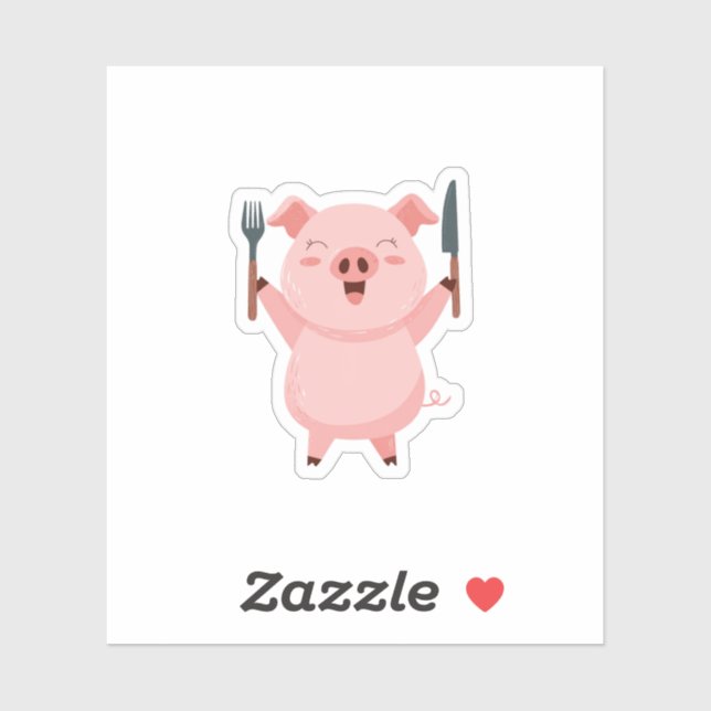 Adesivo Cute Hungry Piggy Die Cut Sticker (Folha)