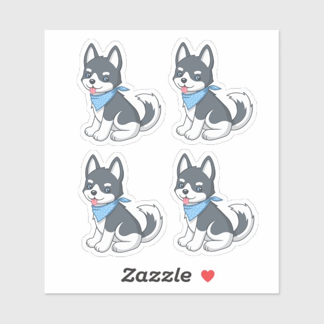 Adesivo Cute Husky Puppy Dog 4 (Folha)