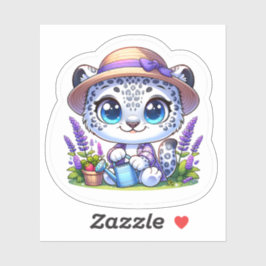 Adesivo Cute Kawai Flower Gardening Snow Leopard Stickers 