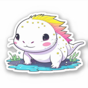 Adesivo Cute Kawaii Axolotl em água