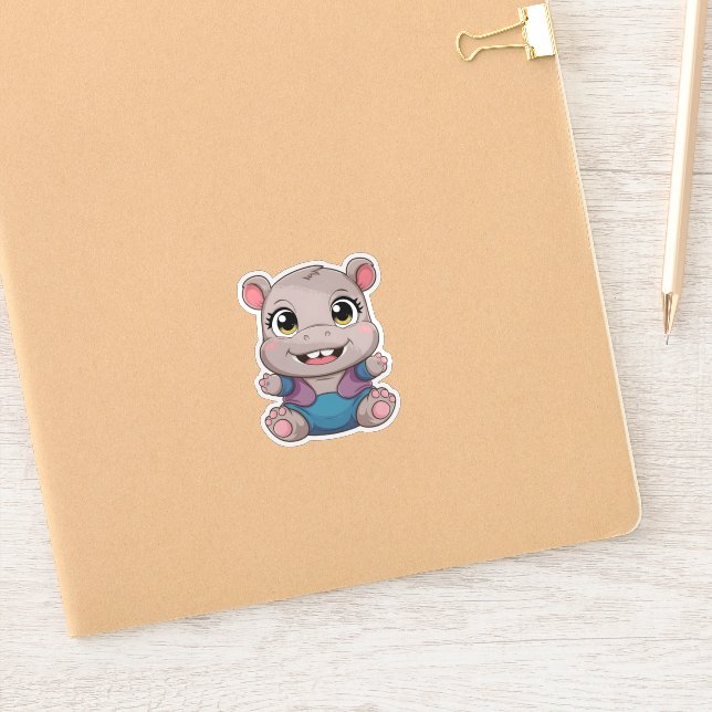 Adesivo Cute Kawaii Baby Hippo Adorável Animal (Notebook)
